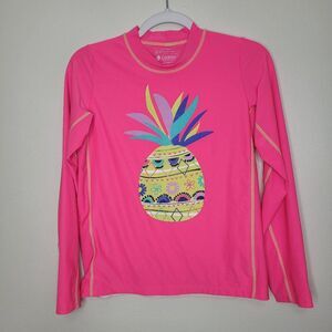 Coolibar girls youth pink 50 spf sun protection long sleeve rash guard size xl